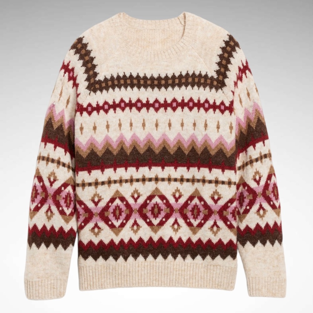 NWT Old Navy Fair Isle Oversized Shaker-Stitch Pullover Sweater